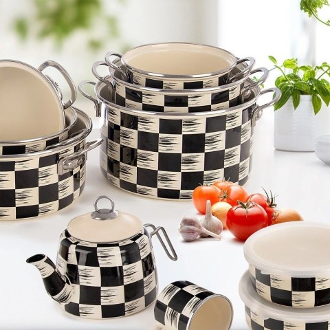 Grupa Orion Sp. z o.o. Garnek Emaliowany 3 L ORION SZACHOWNICA 20 cm Indukcja Zmywarka