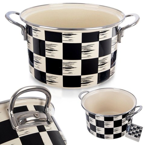 Grupa Orion Sp. z o.o. Garnek Emaliowany 4 L ORION SZACHOWNICA 22 cm Indukcja Zmywarka