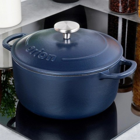 Grupa Orion Sp. z o.o. Garnek Żeliwny 3,3 L LITINA Emaliowany 22 cm Granatowy Indukcja