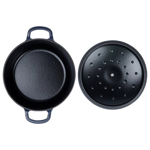 Grupa Orion Sp. z o.o. Garnek Żeliwny 3,3 L LITINA Emaliowany 22 cm Granatowy Indukcja