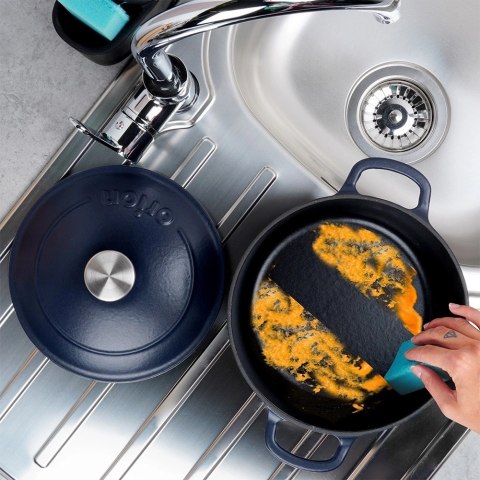 Grupa Orion Sp. z o.o. Garnek Żeliwny 3,3 L LITINA Emaliowany 22 cm Granatowy Indukcja