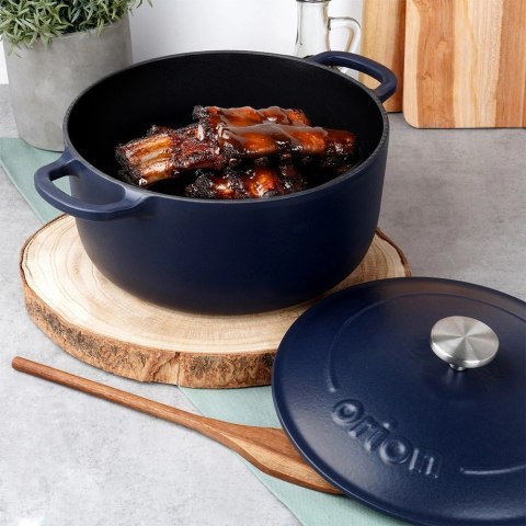 Grupa Orion Sp. z o.o. Garnek Żeliwny 5,2 L LITINA Emaliowany 26 cm Granatowy Indukcja
