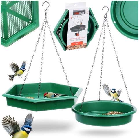 Grupa Orion Sp. z o.o. Karmnik dla Ptaków PROGARDEN 2w1 z Poidłem 2 szt. Zielony Wiszący