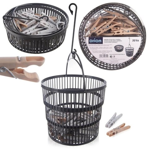 Grupa Orion Sp. z o.o. Klamerki na Pranie ORION 50 szt. w Składanym Koszyku Plastikowe