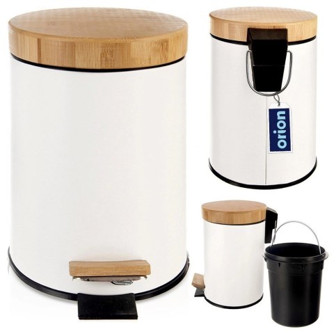 Grupa Orion Sp. z o.o. Kosz na Śmieci Metalowy z Pedałem Biały 3 L ORION WHITELINE Pojemny