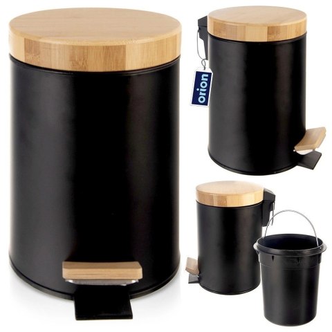 Grupa Orion Sp. z o.o. Kosz na Śmieci Metalowy z Pedałem Czarny 3 L ORION BLACK Pojemny