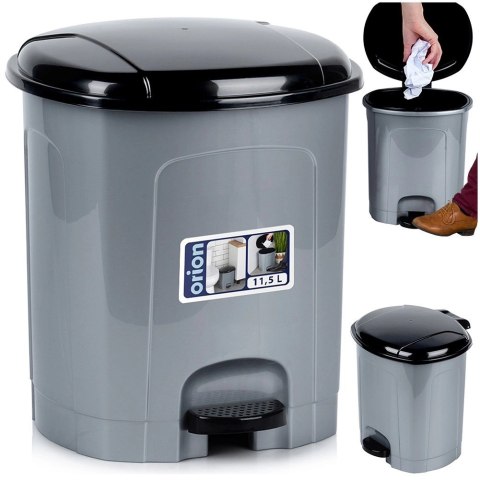 Grupa Orion Sp. z o.o. Kosz na Śmieci z Pedałem Plastikowy Szary 11,5 L ORION Wytrzymały i Pojemny