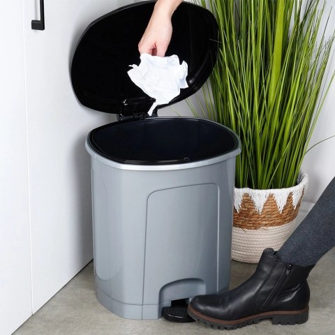 Grupa Orion Sp. z o.o. Kosz na Śmieci z Pedałem Plastikowy Szary 21 L ORION Wytrzymały i Pojemny