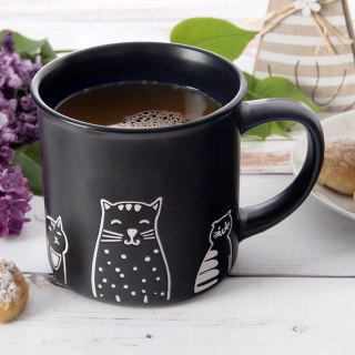 Grupa Orion Sp. z o.o. Kubek Ceramiczny Czarny Koty 500 ml ORION Odpowiedni do Zmywarki i Pojemny