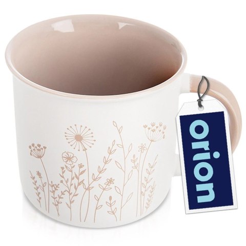 Grupa Orion Sp. z o.o. Kubek Porcelanowy 400 ml ORION Kwiaty Biały z Beżowym Wnętrzem do Zmywarki