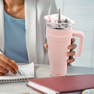 Grupa Orion Sp. z o.o. Kubek termiczny stalowy różowy z uchwytem TERMO 1,2 l