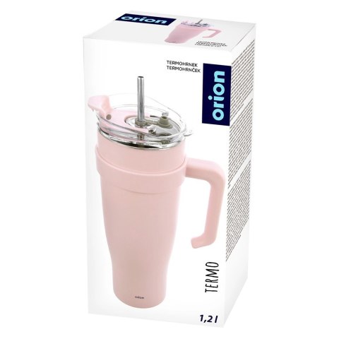 Grupa Orion Sp. z o.o. Kubek termiczny stalowy różowy z uchwytem TERMO 1,2 l