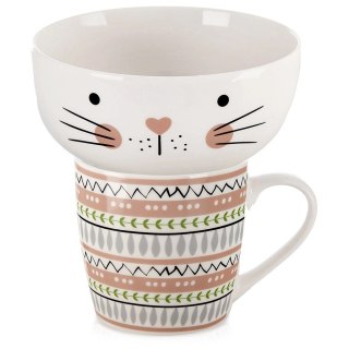 Grupa Orion Sp. z o.o. Kubek z Miseczką Porcelanowy 2 el. ORION Kot Zestaw Śniadaniowy