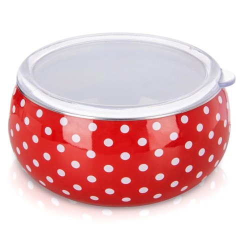 Grupa Orion Sp. z o.o. Miska Emaliowana TECKA 1 L z Pokrywką Czerwony Groszek do Zmywarki ORION