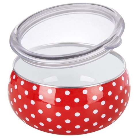 Grupa Orion Sp. z o.o. Miska Emaliowana TECKA 1 L z Pokrywką Czerwony Groszek do Zmywarki ORION