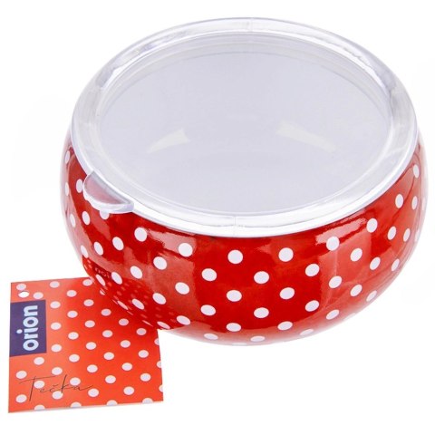 Grupa Orion Sp. z o.o. Miska Emaliowana TECKA 1 L z Pokrywką Czerwony Groszek do Zmywarki ORION