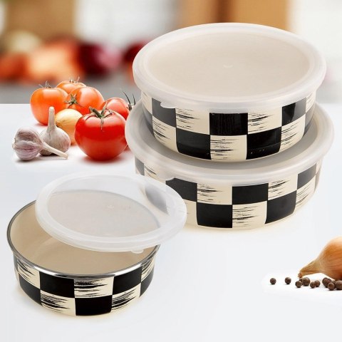 Grupa Orion Sp. z o.o. Miska Emaliowana SZACHOWNICA 1 L z Pokrywką Żaroodporna Zmywarka ORION