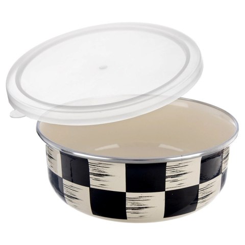 Grupa Orion Sp. z o.o. Miska Emaliowana SZACHOWNICA 1 L z Pokrywką Żaroodporna Zmywarka ORION