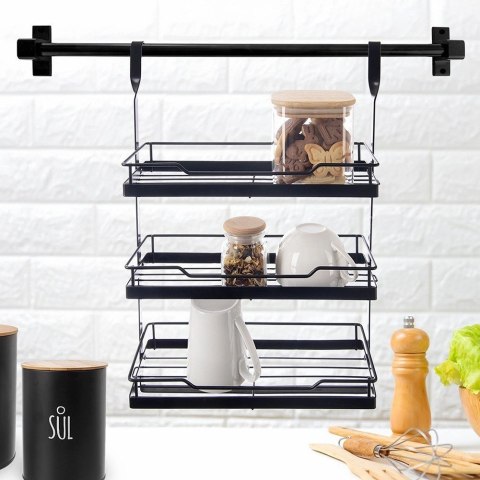 Grupa Orion Sp. z o.o. Półka Kuchenna Wisząca 3 Poziomy Reling Metal Czarny RADKA ORION