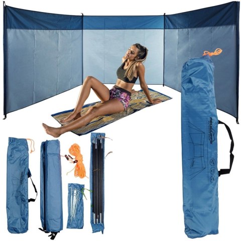 AM/63 Parawan Plażowy 500 x 140 cm REDCLIFFS Niebieski z Włókna Szklanego