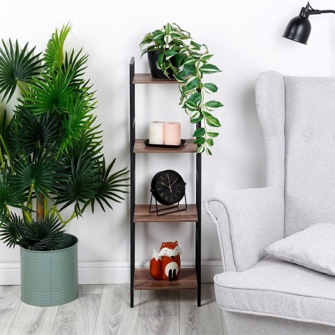 AM/63 Regał Metalowy Czarny MDF 4 Półki 295 x 235 x 1065 cm TRENDS4YOU