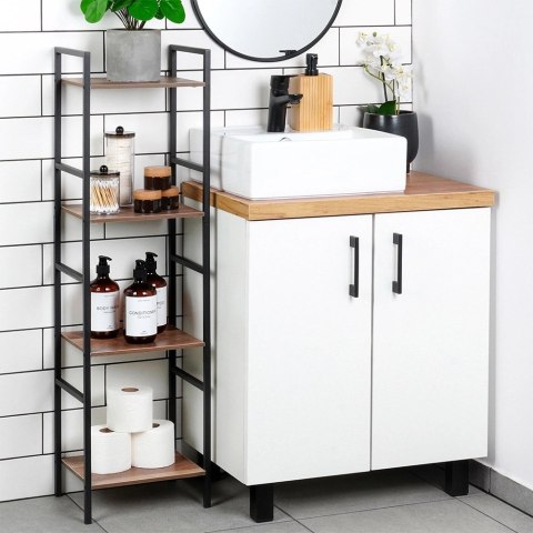 AM/63 Regał Metalowy Czarny MDF 4 Półki 295 x 235 x 1065 cm TRENDS4YOU