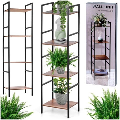 AM/63 Regał Metalowy Czarny MDF 4 Półki 295 x 235 x 1065 cm TRENDS4YOU