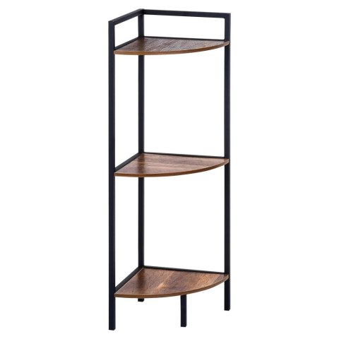 AM/63 Regał Metalowy Narożny Czarny 3 Półki MDF 235 x 235 x 76 cm TRENDS4YOU