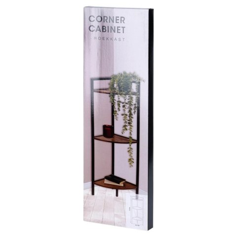 AM/63 Regał Metalowy Narożny Czarny 3 Półki MDF 235 x 235 x 76 cm TRENDS4YOU