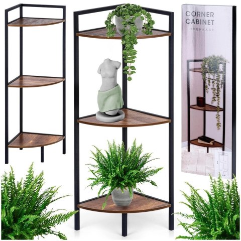 AM/63 Regał Metalowy Narożny Czarny 3 Półki MDF 235 x 235 x 76 cm TRENDS4YOU