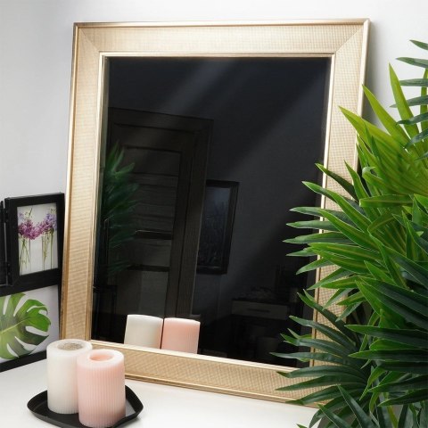 Grupa Orion Sp. z o.o. Lustro Ścienne Prostokątne Rama z Tworzywa Złota 49,5 x 59,5 cm VILDE