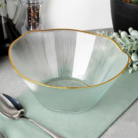 Grupa Orion Sp. z o.o. Miska Sałatkowa Stołowa 21 x 20 cm 1,2 L Szkło Złoty Rant VILDE