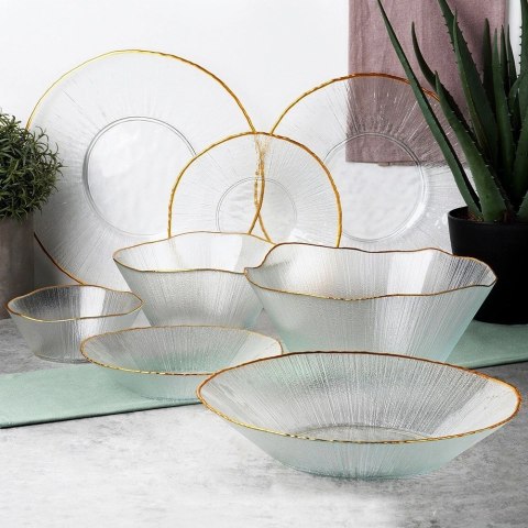 Grupa Orion Sp. z o.o. Miska Sałatkowa Stołowa 21 x 20 cm 1,2 L Szkło Złoty Rant VILDE