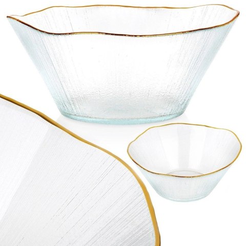 Grupa Orion Sp. z o.o. Miska Sałatkowa Stołowa 21 x 20 cm 1,2 L Szkło Złoty Rant VILDE