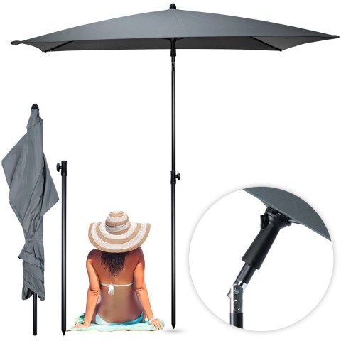 Grupa Orion Sp. z o.o. Parasol Ogrodowy Regulowany 125 x 200 cm VILDE Szary Ochrona UPF 30+