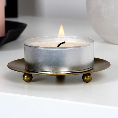 Grupa Orion Sp. z o.o. Podstawka pod Świecę Metalowa Złota 8,5 cm VILDE Okrągła na Nóżkach