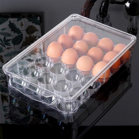 Grupa Orion Sp. z o.o. Pojemnik na Jajka Lodówka Duży 24 Sztuki VILDE Piętrowany 32 x 21 cm