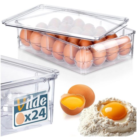 Grupa Orion Sp. z o.o. Pojemnik na Jajka Lodówka Duży 24 Sztuki VILDE Piętrowany 32 x 21 cm