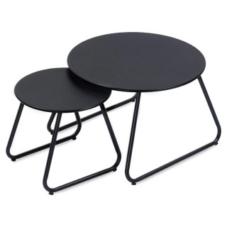AM/63 Stolik Kawowy Zestaw Metalowy Czarny 2 szt. Gniazdowy AMBIANCE