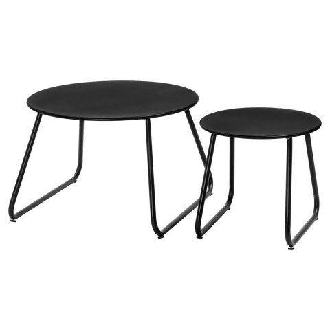AM/63 Stolik Kawowy Zestaw Metalowy Czarny 2 szt. Gniazdowy AMBIANCE