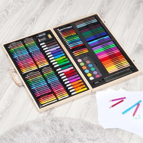 AM/63 Zestaw Artystyczny 180 el. FREE & EASY do Malowania Walizka Drewniana