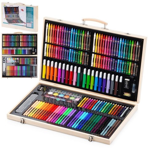 AM/63 Zestaw Artystyczny 180 el. FREE & EASY do Malowania Walizka Drewniana