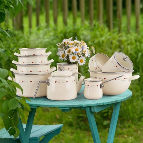 Grupa Orion Sp. z o.o. Garnek Emaliowany 3 L ORION TONCA Kremowy 20 cm Indukcja Zmywarka