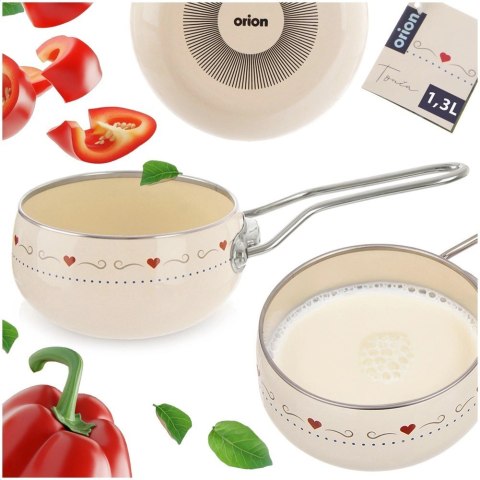 Grupa Orion Sp. z o.o. Rondel Emaliowany TONCA Retro Kremowy 1,1 L ORION 15 cm Indukcja