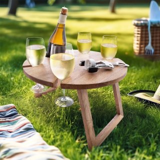 Grupa Orion Sp. z o.o. Stolik Piknikowy na Wino Drewniany Składany na Butelkę Kieliszki ORION
