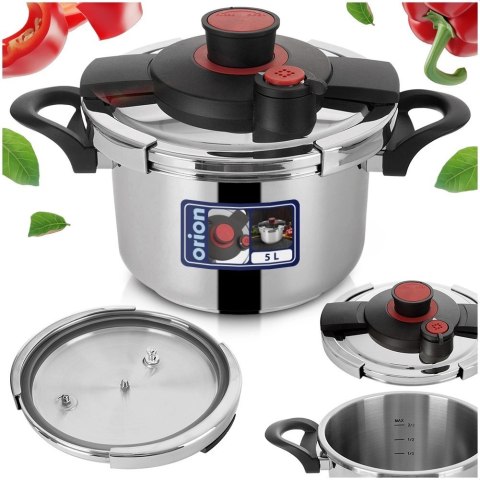 Grupa Orion Sp. z o.o. Szybkowar Ciśnieniowy Stalowy 5 L ORION STORM Automatyczne Zamykanie