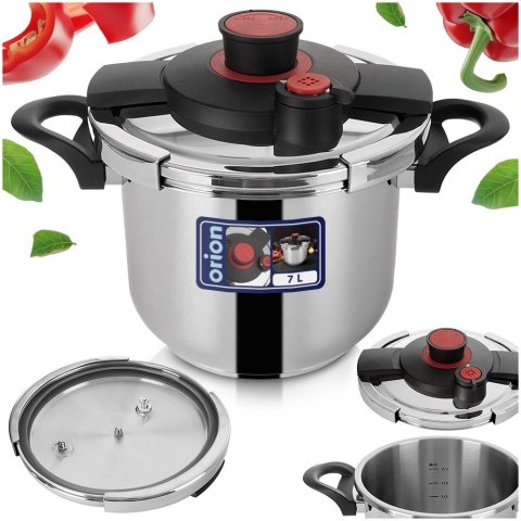 Grupa Orion Sp. z o.o. Szybkowar Ciśnieniowy Stalowy 7 L ORION STORM Automatyczne Zamykanie