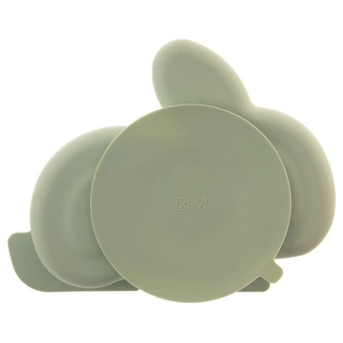 Grupa Orion Sp. z o.o. Talerz dla Dziecka Silikon Dzielony Zajączek ORION Przyssawka Zielony