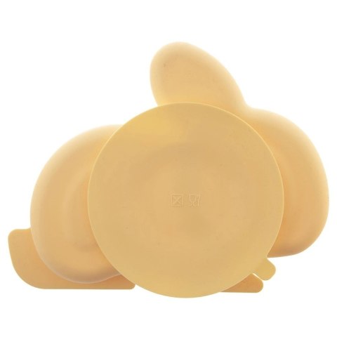 Grupa Orion Sp. z o.o. Talerz dla Dziecka Silikon Dzielony Zajączek ORION Przyssawka Żółty