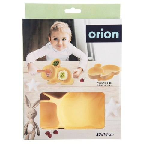 Grupa Orion Sp. z o.o. Talerz dla Dziecka Silikon Dzielony Zajączek ORION Przyssawka Żółty